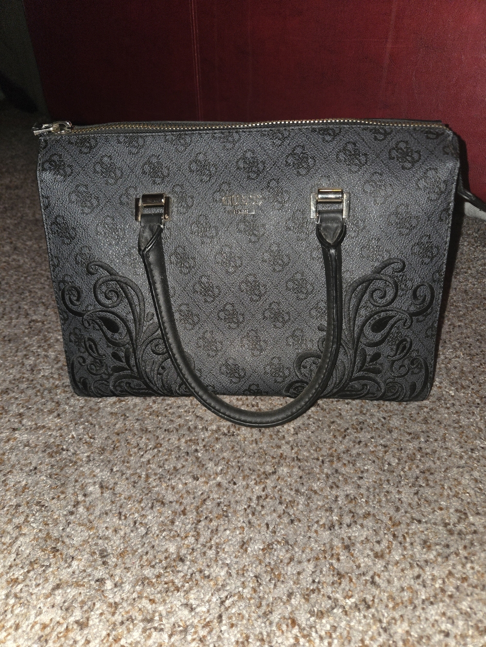 Guess Floral-Embossed Tote Bag in Black